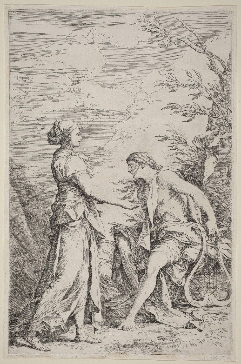 Apollo and the Cumaean Sibyl. Salvator Rosa, c. 1661, etching and drypoint on laid paper