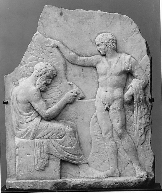 Relief of Daedalus and Icarus. Marble