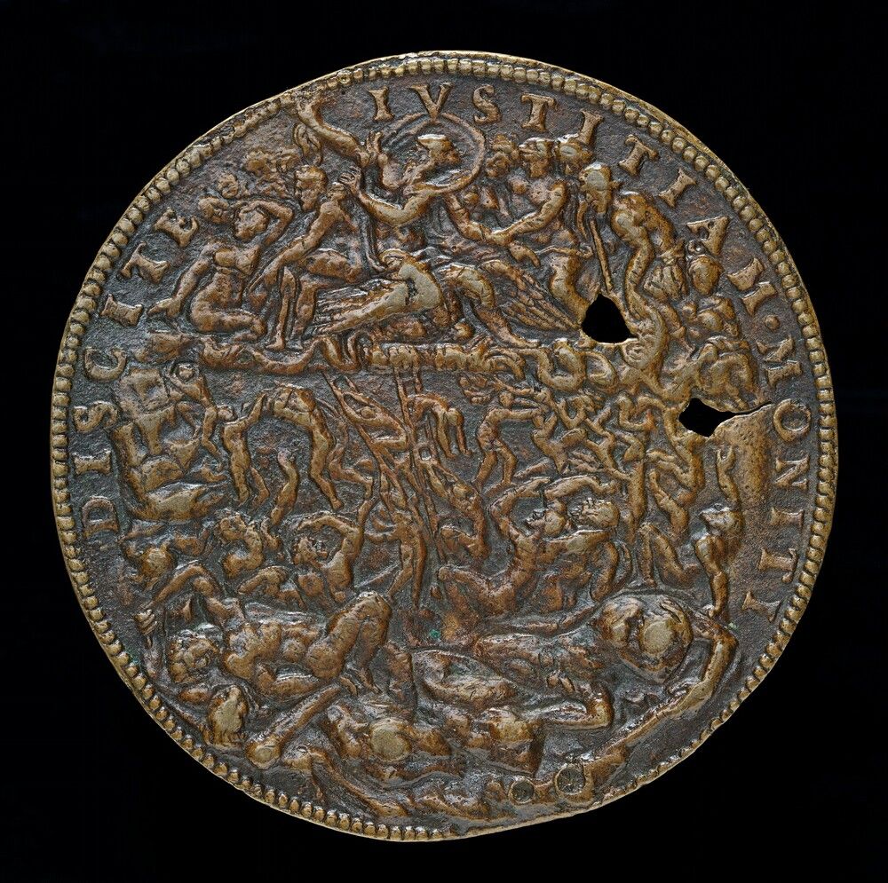 Jupiter Thundering against the Giants [reverse]. Leone Leoni, 1549, bronze//Late cast