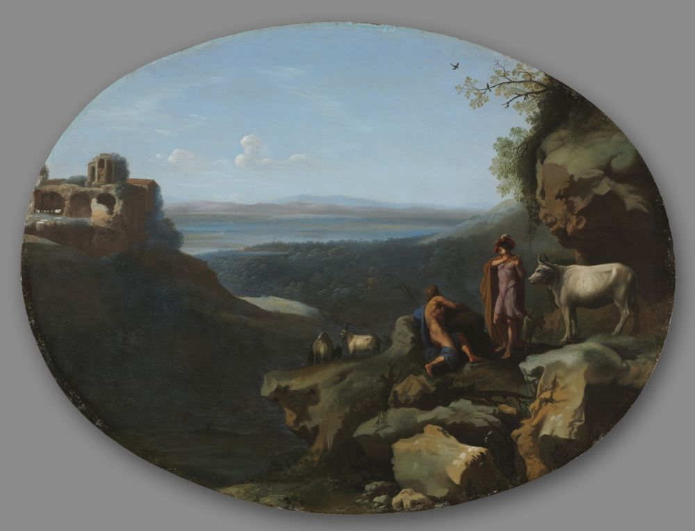 Mercury and Argus in a Landscape. Netherlands, c. 1635, oil on copper
