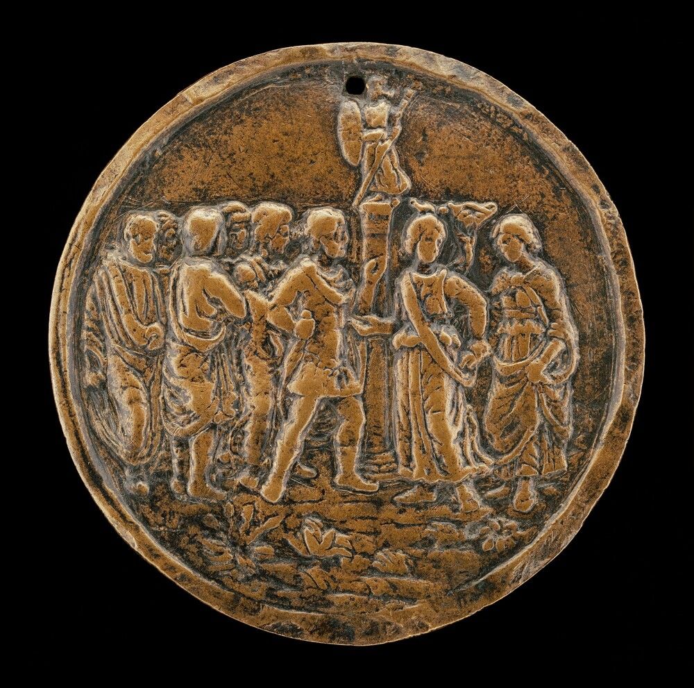 The Sacrifice of Iphigenia. Master of the Orpheus Legend, fourth quarter 15th century, bronze//Medium brown patina