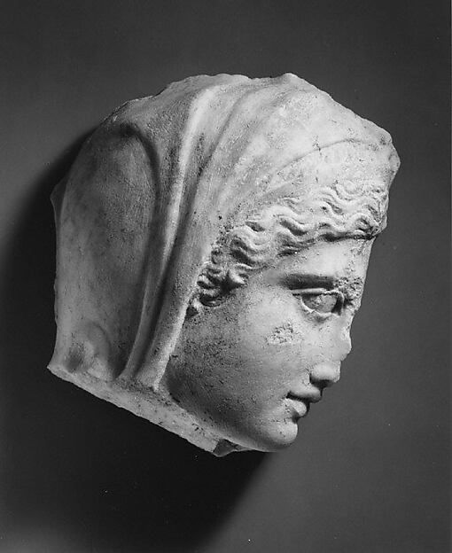 Marble relief fragment with the head of Medea. Roman, 1st–2nd century CE, Marble