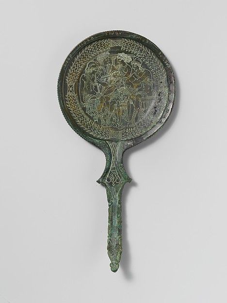 Bronze mirror. Etruscan, 3rd century BCE, Bronze