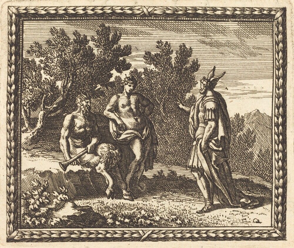 Midas with Apollo and Pan. Jean Lepautre, published 1676, etching and engraving on laid paper