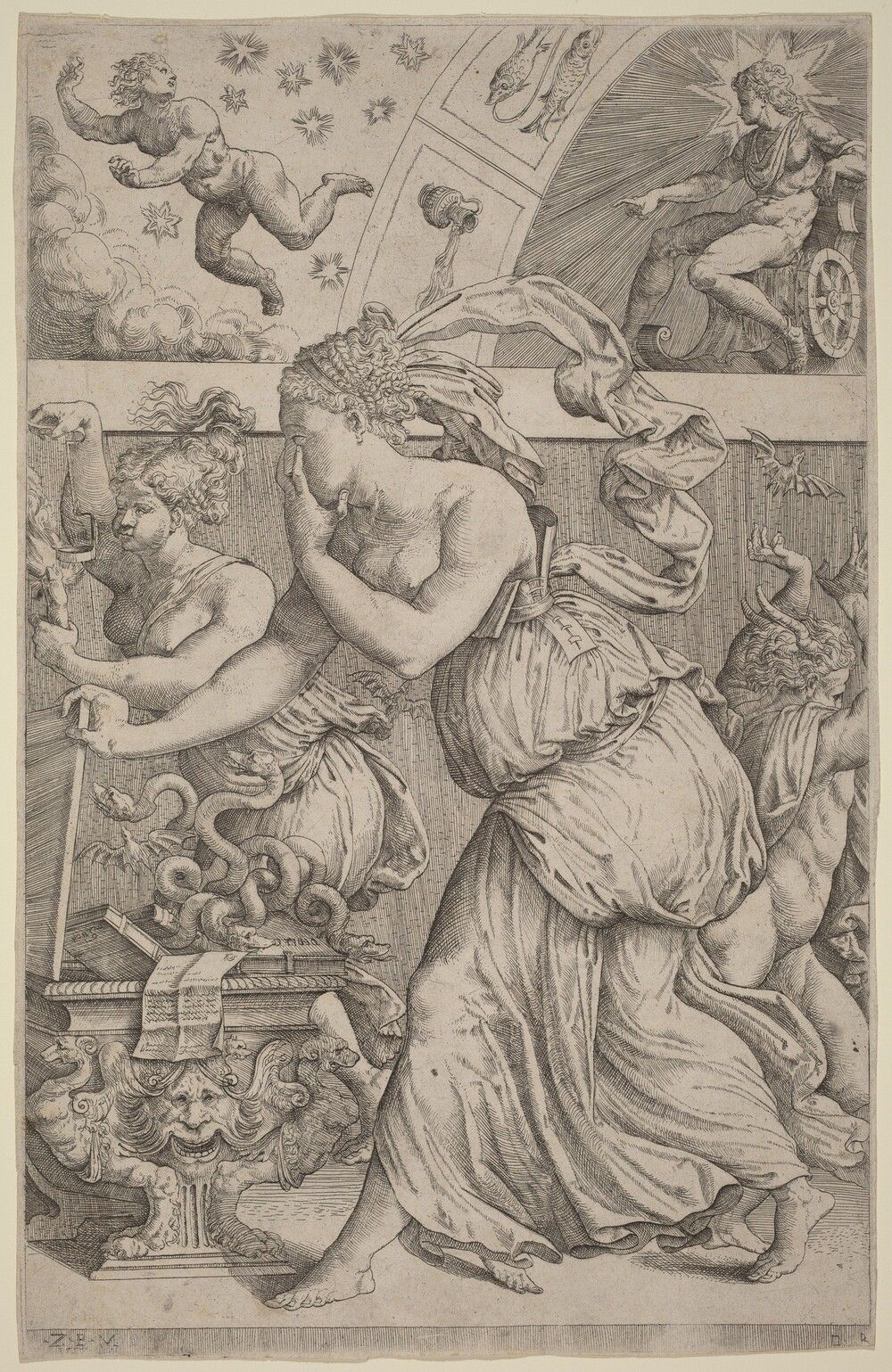 Pandora Opening Her Box. Master Z.B.M., 1557, etching with engraving on laid paper