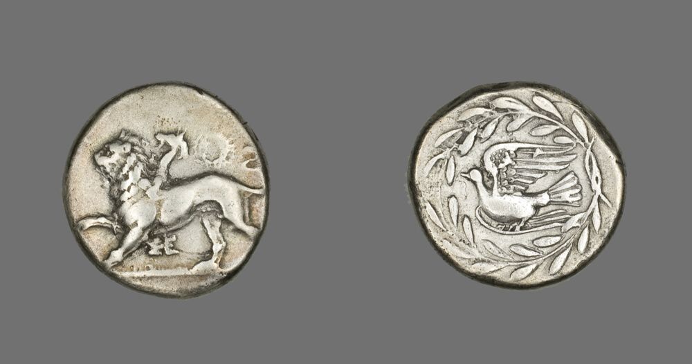 Aeginetic Stater (Coin) Depicting a Chimera. Sikión, 431-400 BCE, Silver