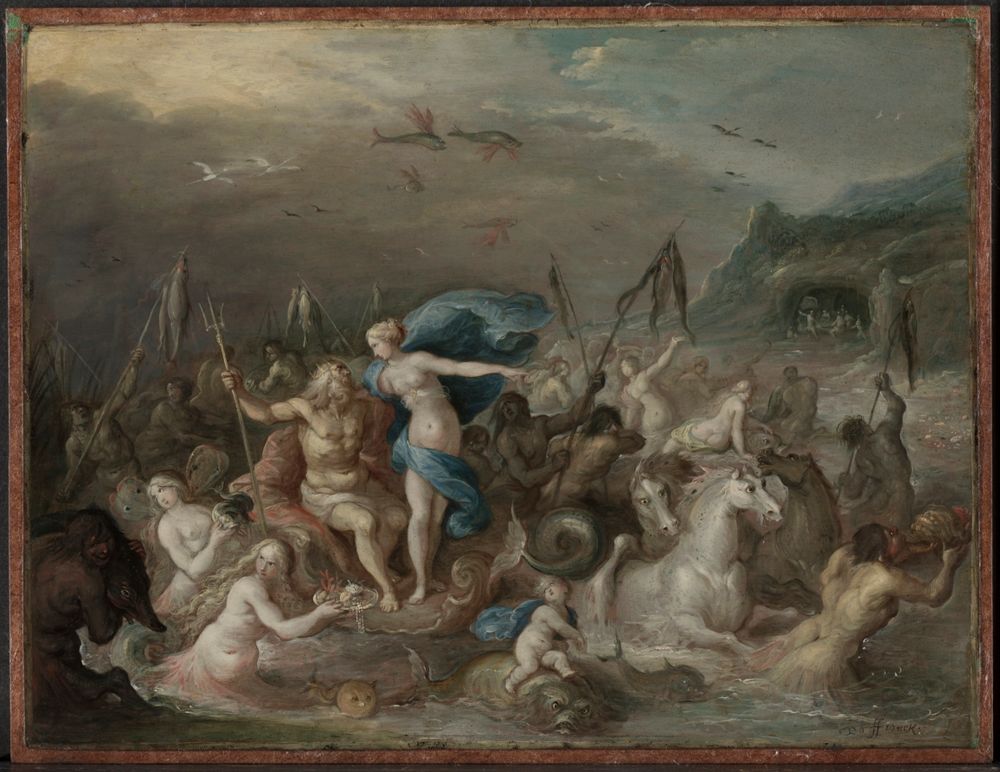 The Triumph of Neptune and Amphitrite. Flanders, 1630s, oil on copper, mounted on wood